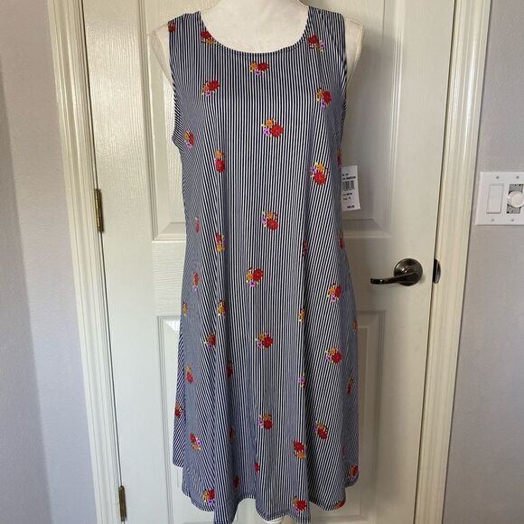 ALLISON & BRITTNEY Large Petite Stripes & Flowers Sun Dress - Picture 1 of 4